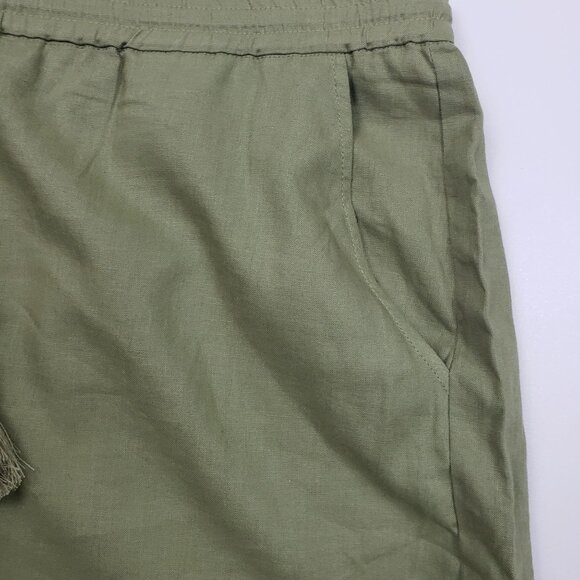 Andie Swim The Graciosa Short Women's XL Ivy Green Linen Blend Tassel Ties NWT - Picture 14 of 16